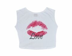 LOVE Baskılı Göbek Üstü-Yarım T-shirt