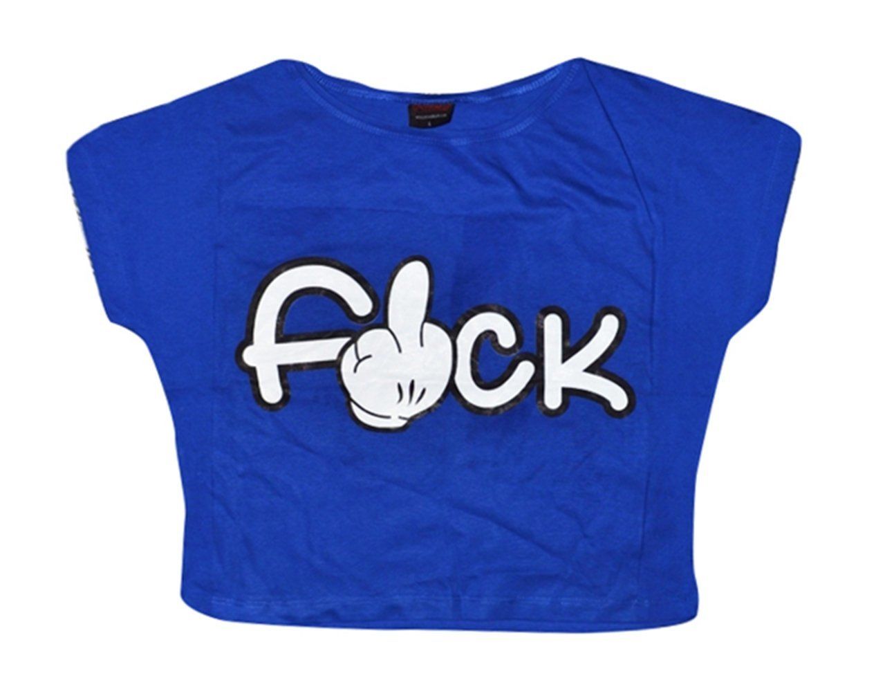 FUCK Baskılı Göbek Üstü-Yarım T-shirt