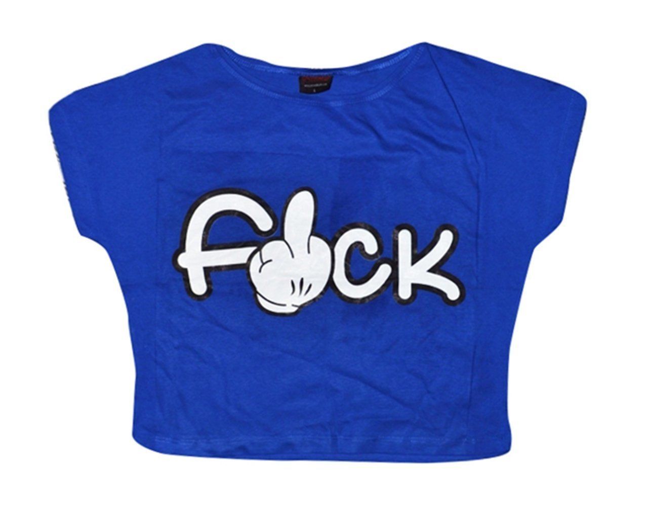 FUCK Baskılı Göbek Üstü-Yarım T-shirt