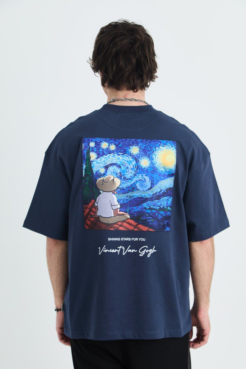 Vincent Van Gogh Baskılı, Nakışlı Unisex %100 Pamuk T-shirt