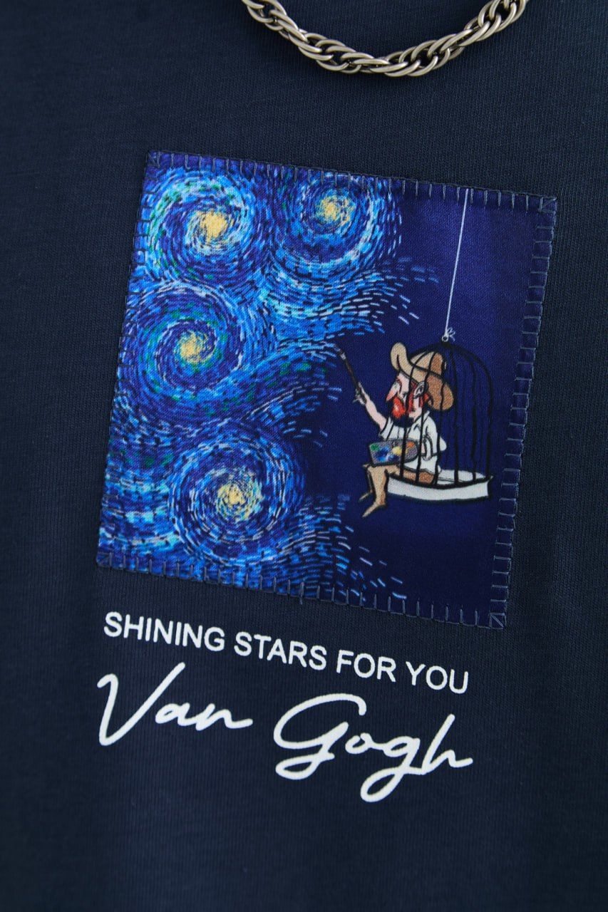 Vincent Van Gogh Baskılı, Nakışlı Unisex %100 Pamuk T-shirt