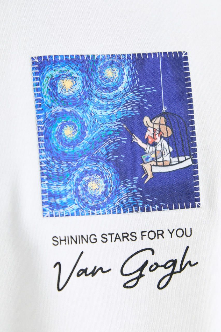 Vincent Van Gogh Baskılı, Nakışlı Unisex %100 Pamuk T-shirt