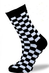 Siyah Beyaz Baskılı Çorap