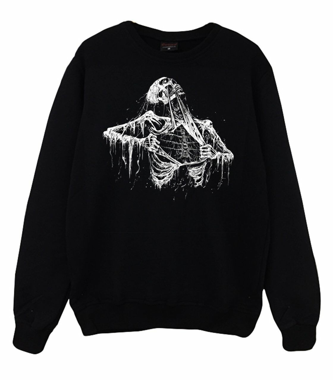 İskelet Rib Cage Kurukafa Baskılı Sweatshirt