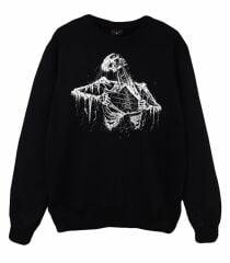 İskelet Rib Cage Kurukafa Baskılı Sweatshirt