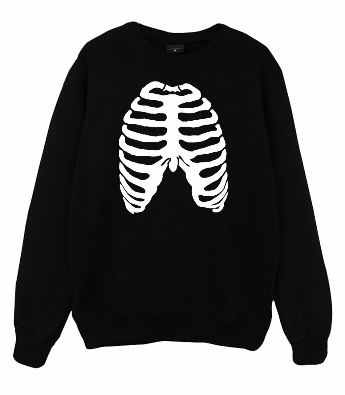 İskelet Rib Cage Kurukafa Baskılı Sweatshirt