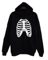 İskelet Rib Cage Kurukafa Baskılı Sweatshirt