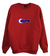 Cartel Baskılı Bisiklet Yaka Sweatshirt