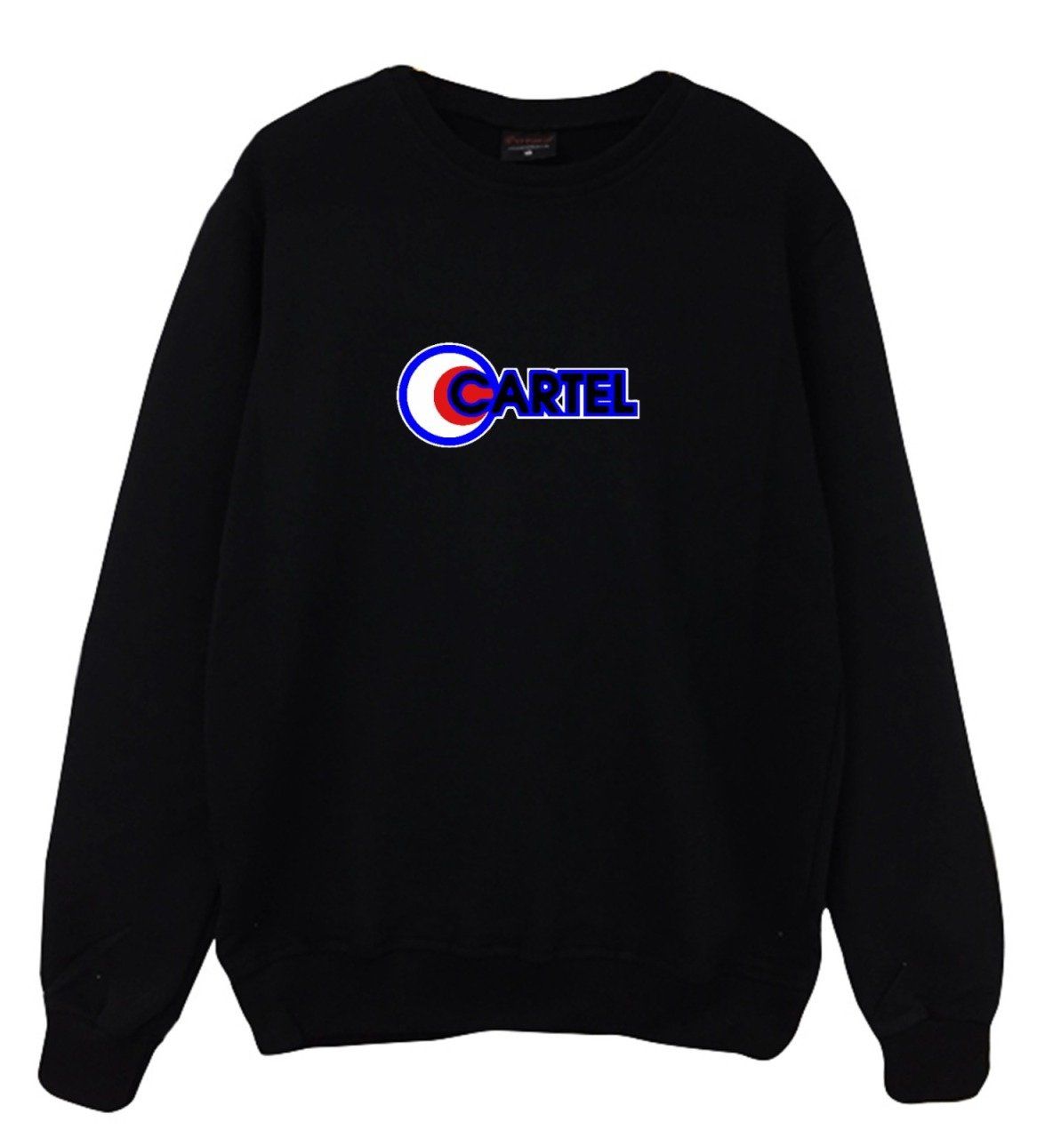 Cartel Baskılı Bisiklet Yaka Sweatshirt