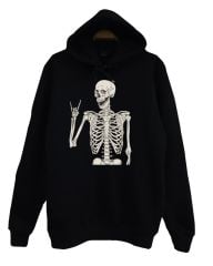 İskelet Rib Cage Kurukafa Baskılı Sweatshirt