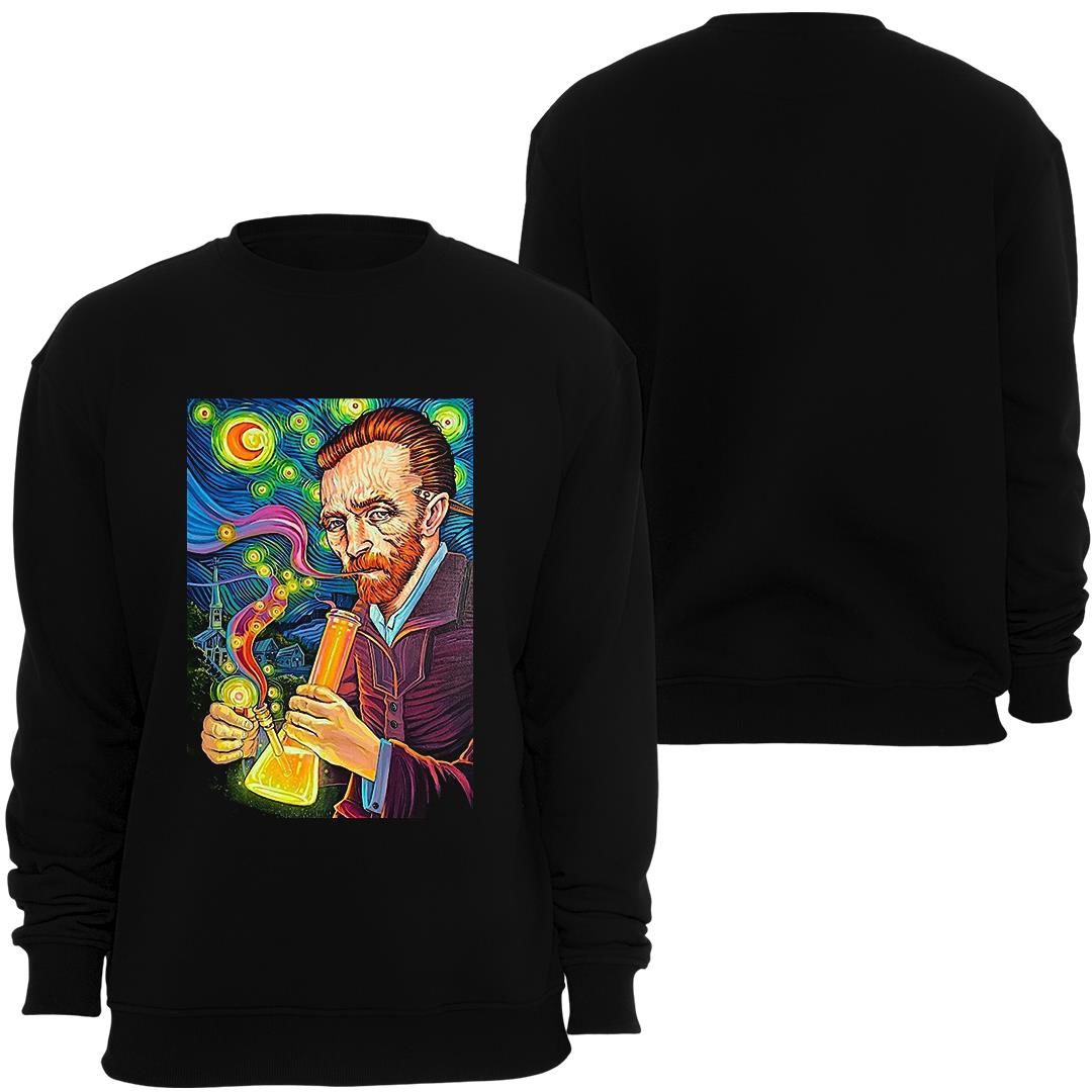 Vincent Van Gogh Baskılı Unisex Bisiklet Yaka Sweatshirt