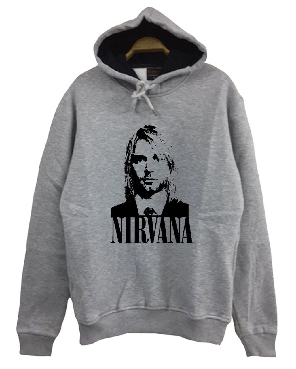 Nirvana-Kurt Cobain Baskılı Kapüşonlu Sweatshirt