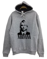 Nirvana-Kurt Cobain Baskılı Kapüşonlu Sweatshirt