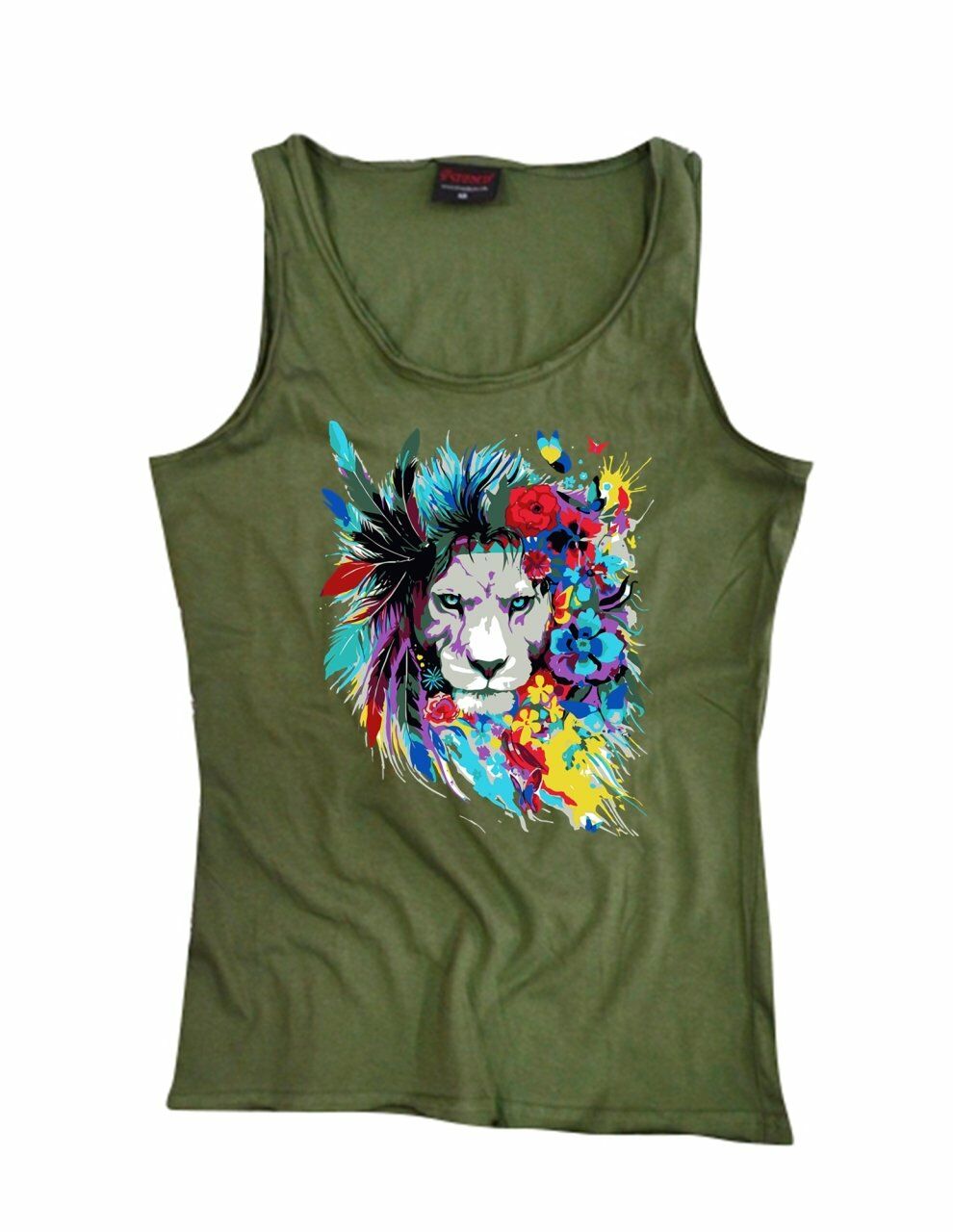 Aslan Baskılı Sıfır Kol T-Shirt