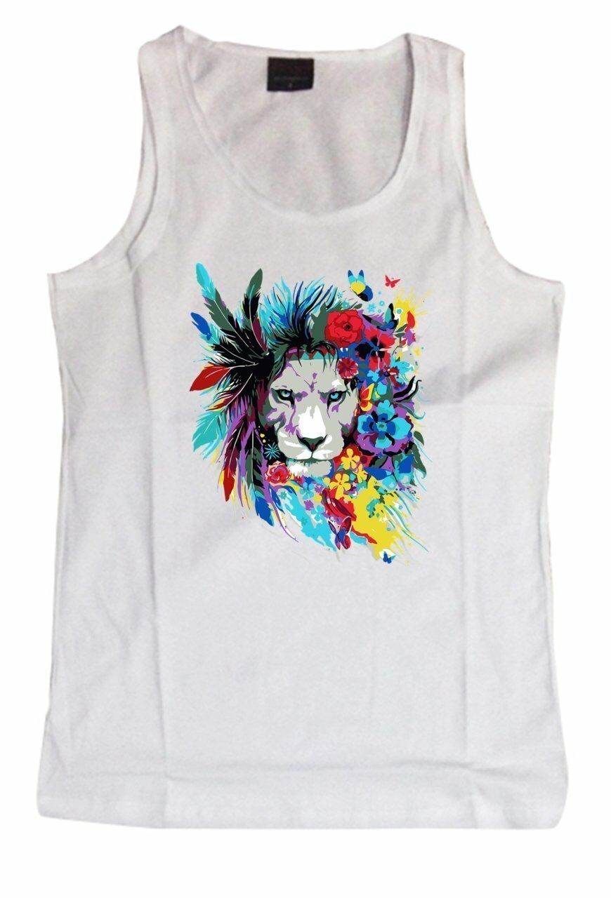 Aslan Baskılı Sıfır Kol T-Shirt
