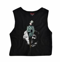 Marilyn Manson Baskılı Göbek Üstü-Yarım T-shirt