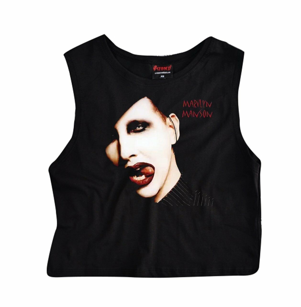 Marilyn Manson Baskılı Göbek Üstü-Yarım T-shirt