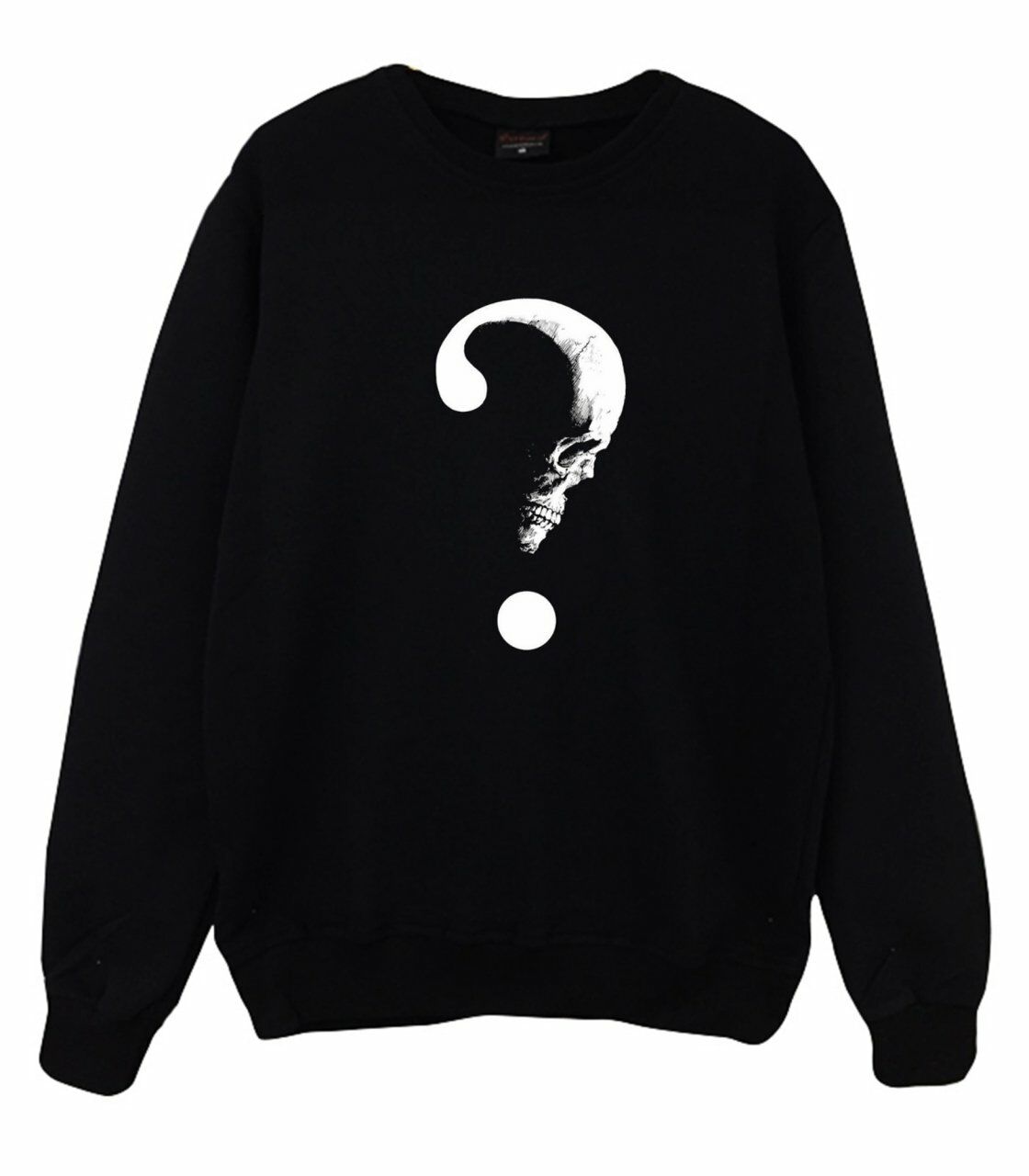 Soru İşareti Kurukafa Baskılı Sweatshirt