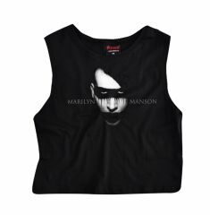 Marilyn Manson Baskılı Göbek Üstü-Yarım T-shirt