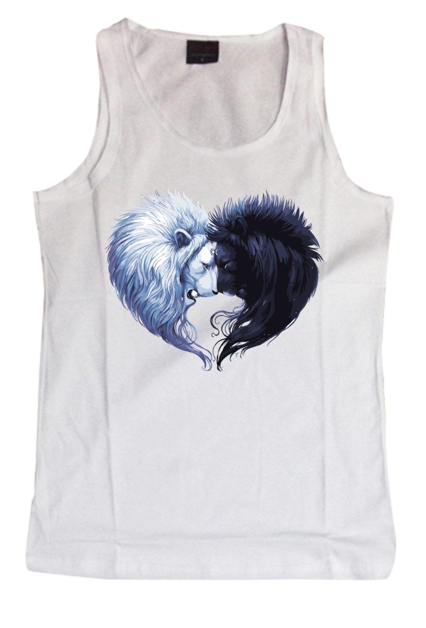 Aslan Day & Night Baskılı Sıfır Kol T-Shirt