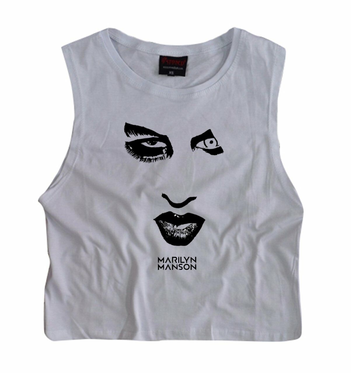 Marilyn Manson Baskılı Göbek Üstü-Yarım T-shirt