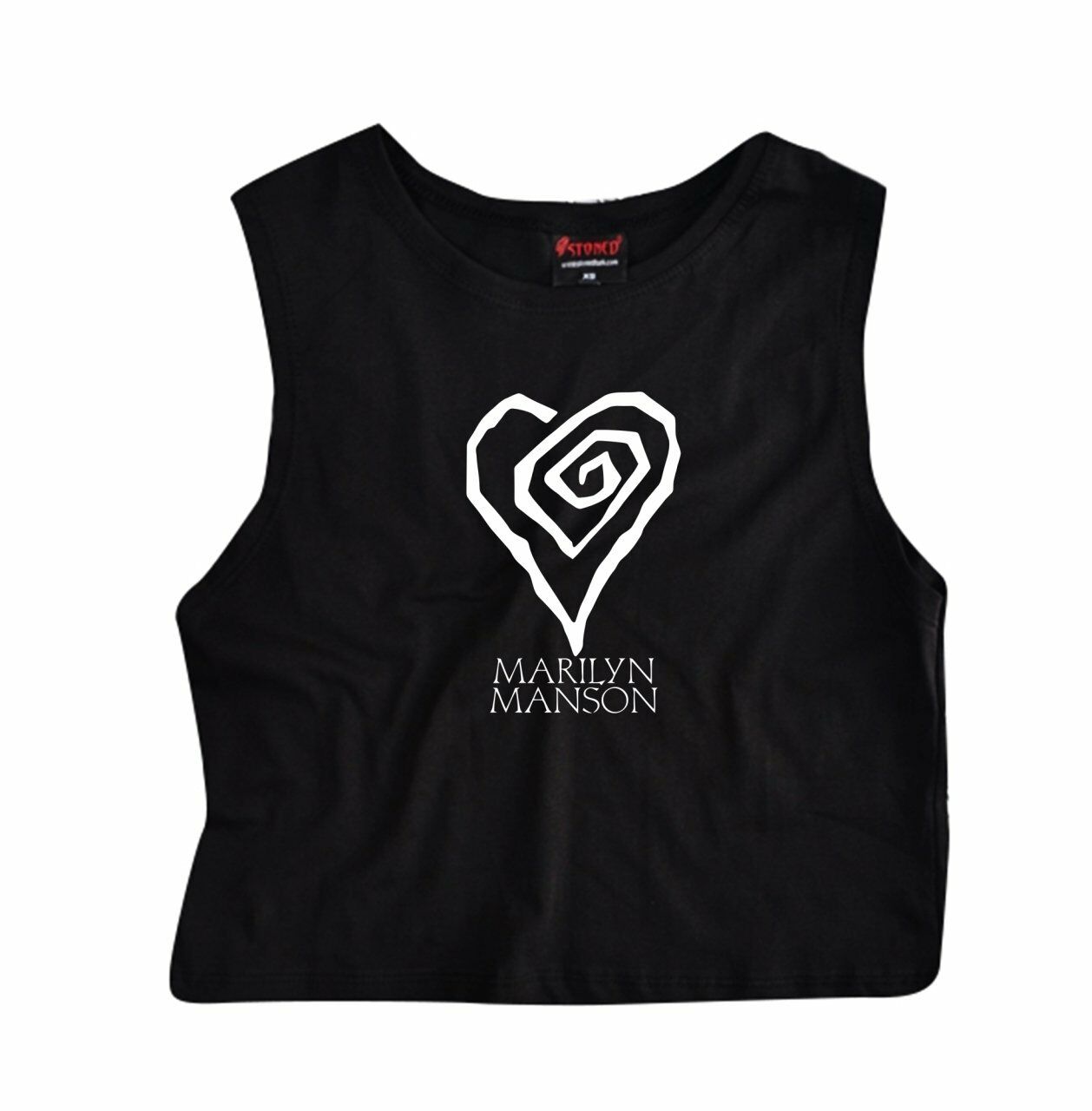Marilyn Manson Baskılı Göbek Üstü-Yarım T-shirt