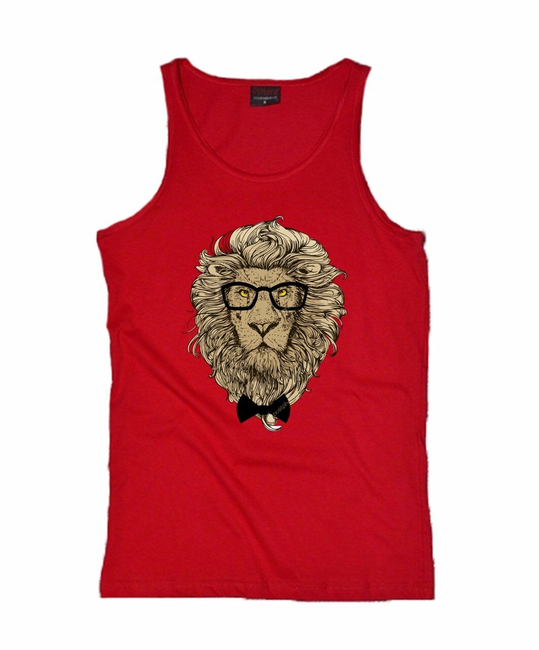 Gözlüklü Aslan Baskılı Sıfır Kol T-Shirt