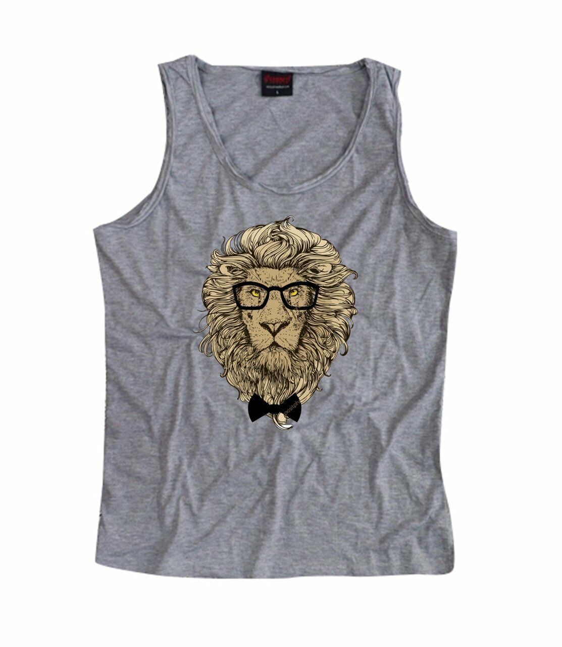 Gözlüklü Aslan Baskılı Sıfır Kol T-Shirt