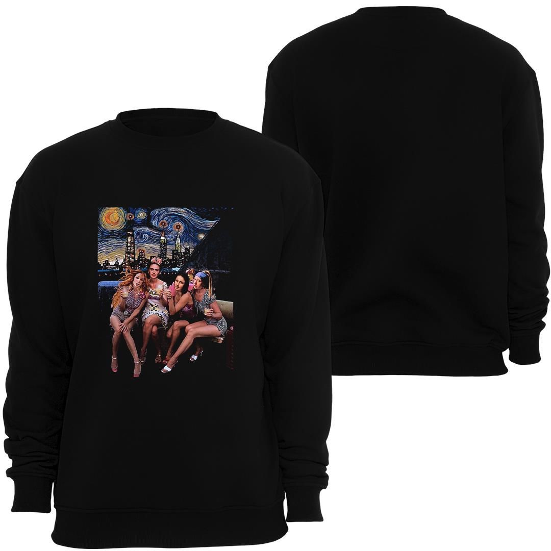 Özel Tasarım Baskılı ( Frida Kahlo - İnci Küpeli - Kız Mona Lisa ) Unisex Bisiklet Yaka Sweatshirt