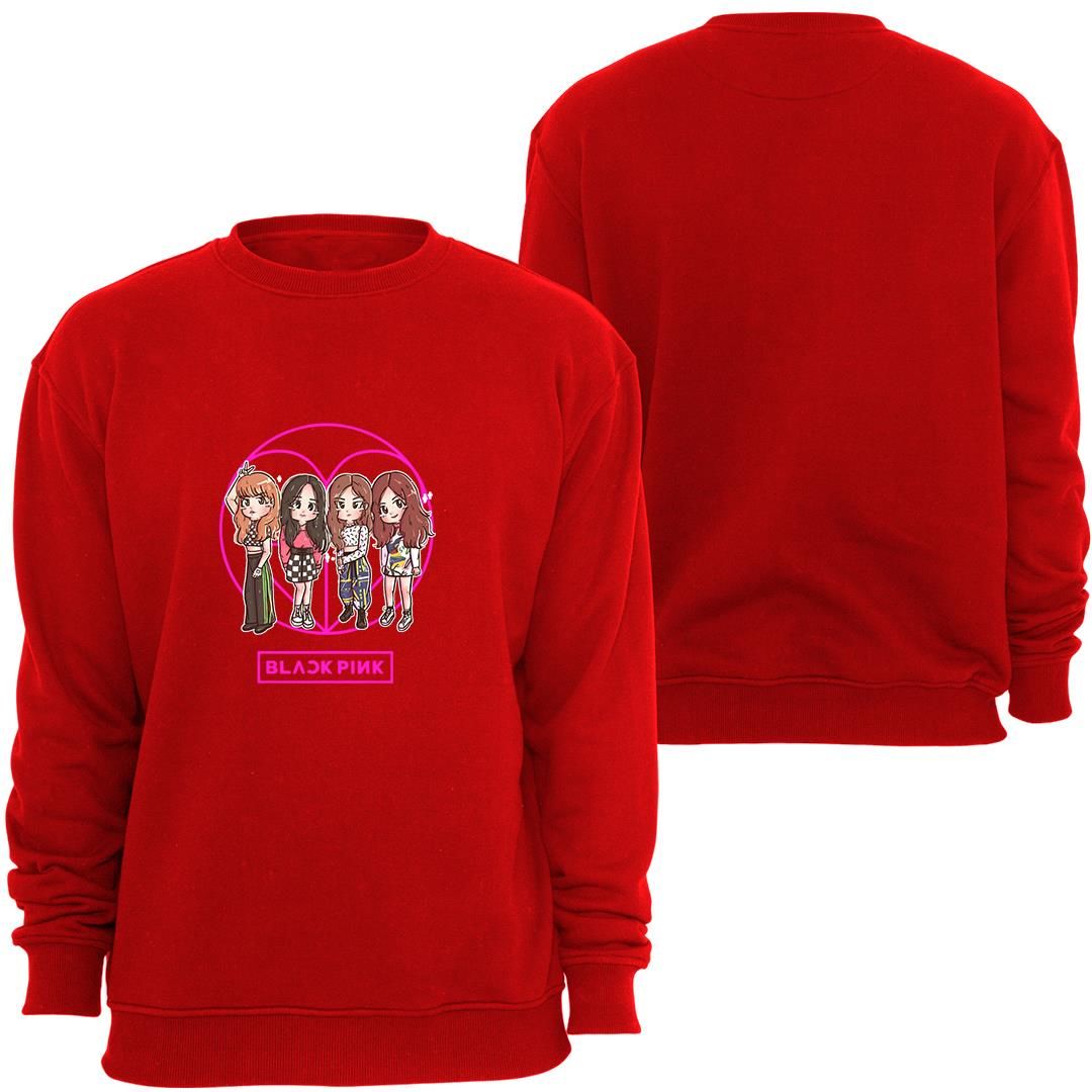 Kpop Blackpink ( Black Pink )Baskılı Bisiklet Yaka Sweatshirt