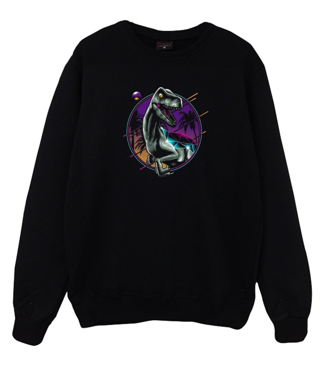 Dinazor Baskılı Sweatshirt SİYAH - 3XL