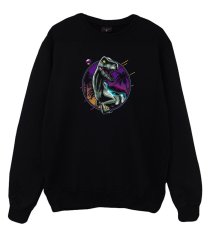 Dinazor Baskılı Sweatshirt SİYAH - 3XL