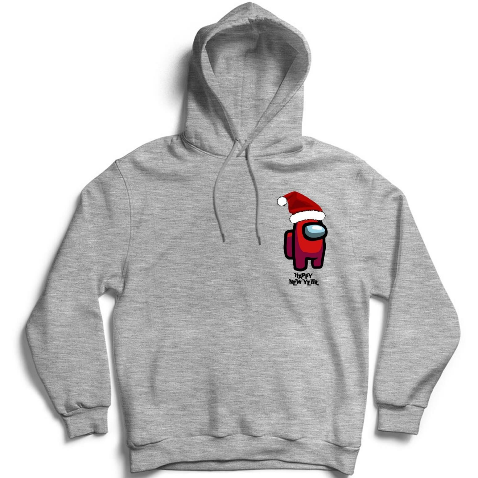 Among Us Yeni Yıl Noel Baba Happy New Year Baskılı Kapüşonlu Sweashirt