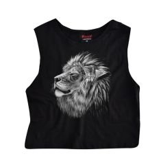 Aslan Crop Top Baskılı Göbek Üstü-Yarım T-shirt