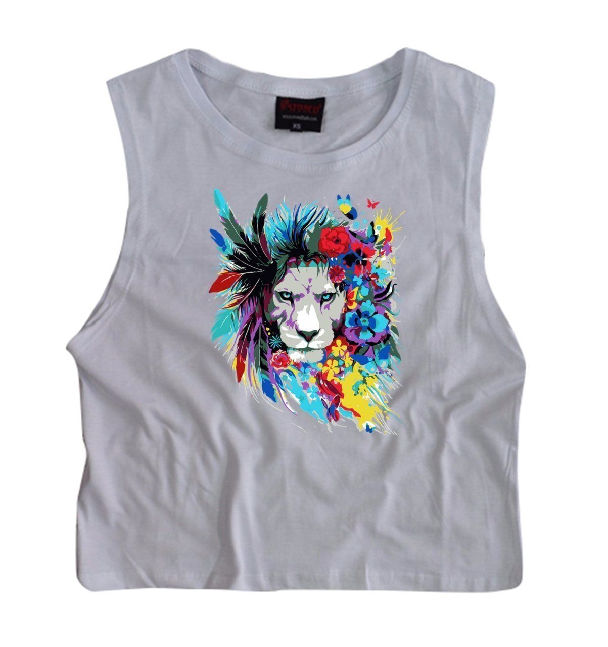 Aslan Crop Top Baskılı Göbek Üstü-Yarım T-shirt