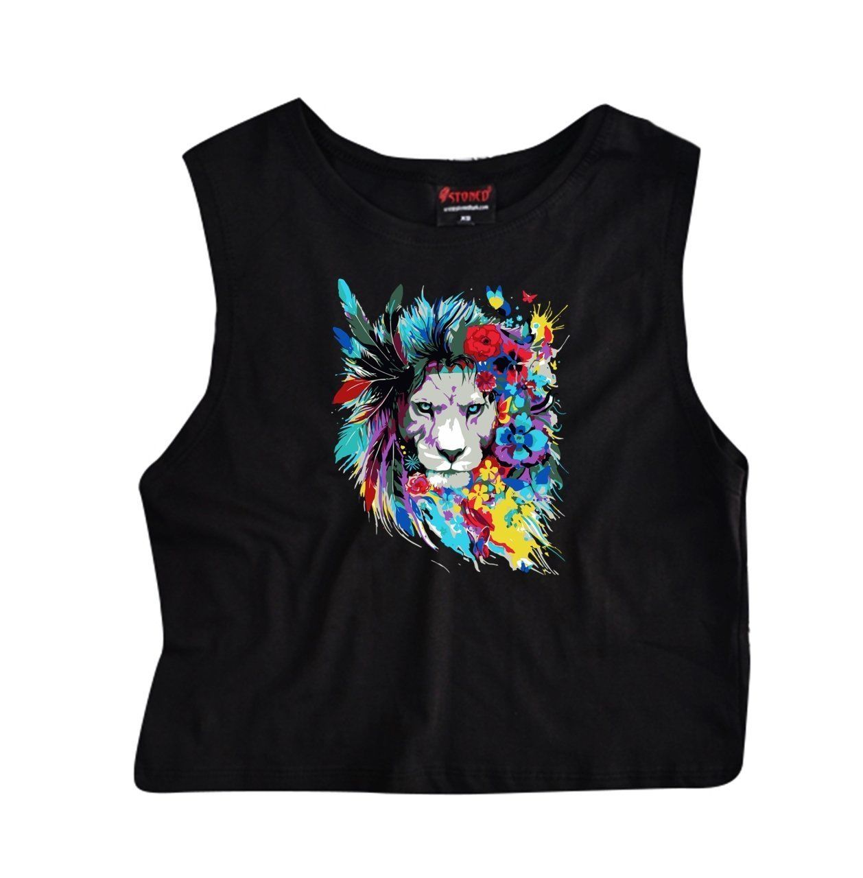 Aslan Crop Top Baskılı Göbek Üstü-Yarım T-shirt
