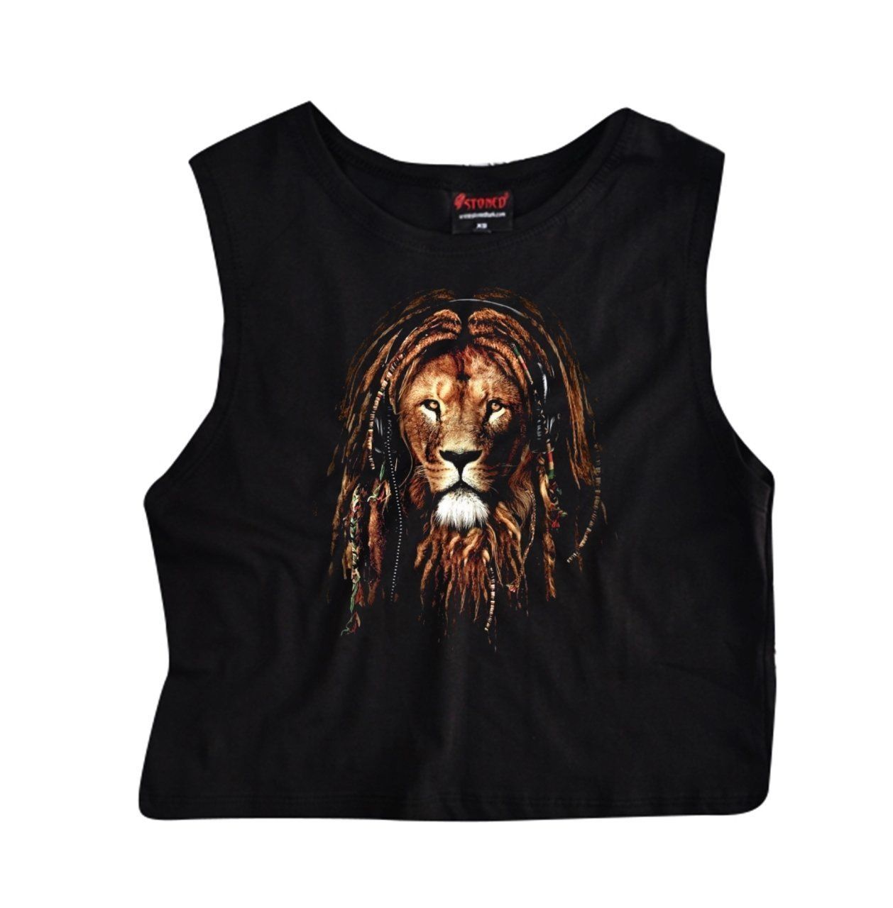 Aslan Hippi Crop Top Baskılı Göbek Üstü-Yarım T-shirt