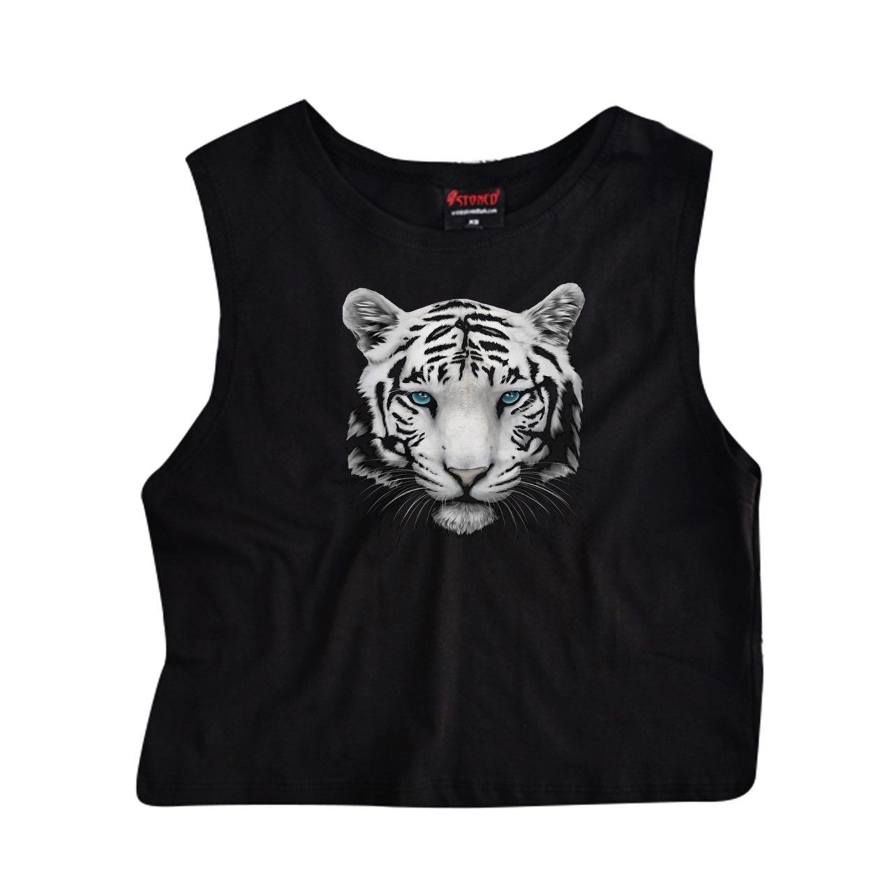 Kaplan Crop Top Baskılı Göbek Üstü-Yarım T-shirt