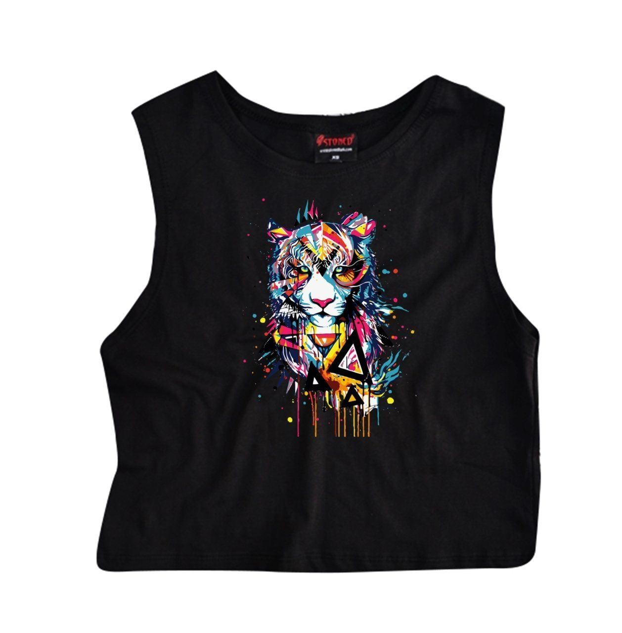 Kaplan Crop Top Baskılı Göbek Üstü-Yarım T-shirt