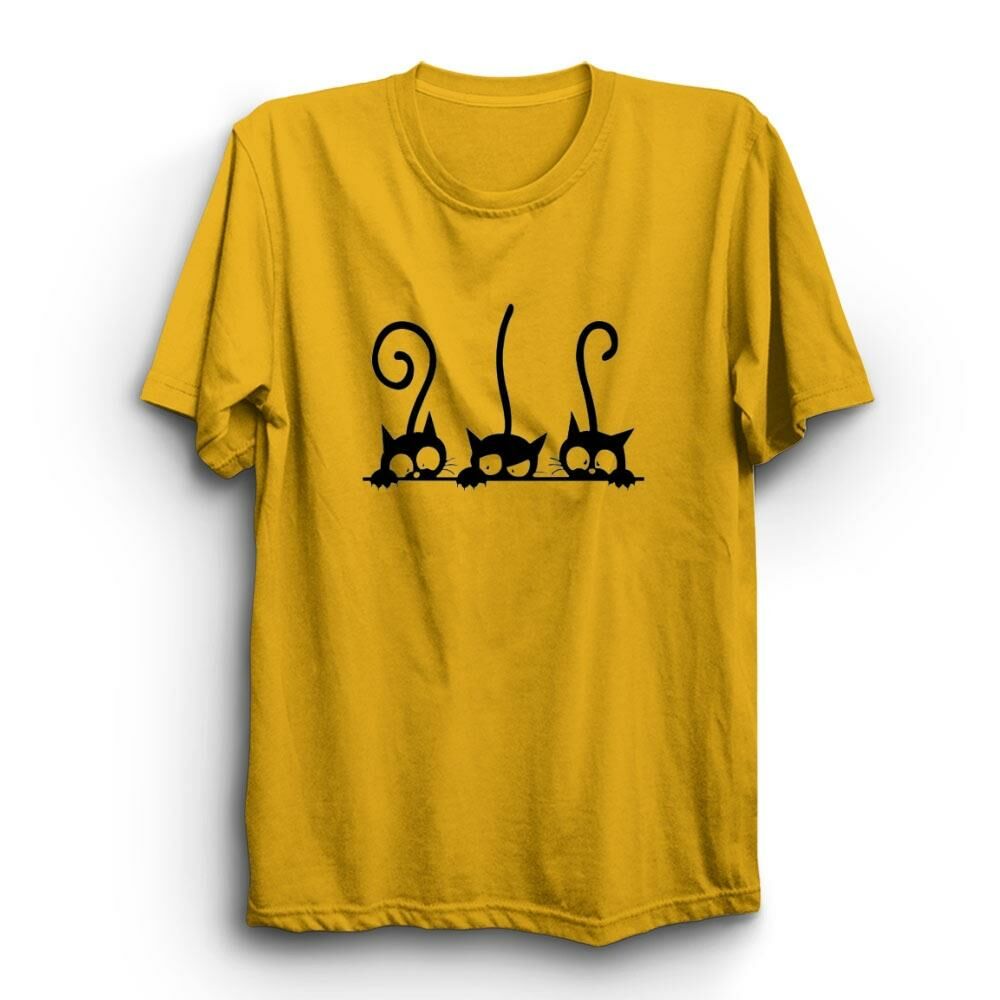 Kediler ve Kuyruklar Baskılı Tshirt