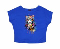 Kaplan Crop Top Baskılı Göbek Üstü-Yarım T-shirt