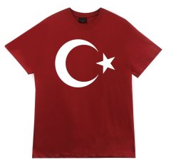 Ay Yıldız Baskılı T-shirt KIRMIZI - S