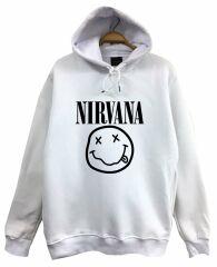 Nirvana-Kurt Cobain Baskılı Kapüşonlu Sweatshirt