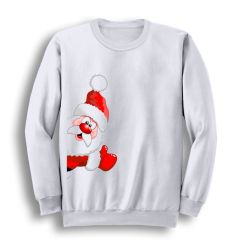 Noel Baba Christmas Yeni Yıl Baskılı Bisiklet Yaka Sweatshirt