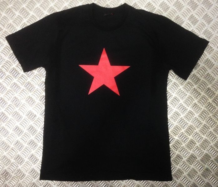 KIZIL YILDIZ Baskılı T-shirt SİYAH - 5XL