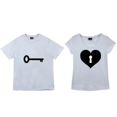 HeartKey Baskılı Sevgililer Günü Özel Çift Tişört