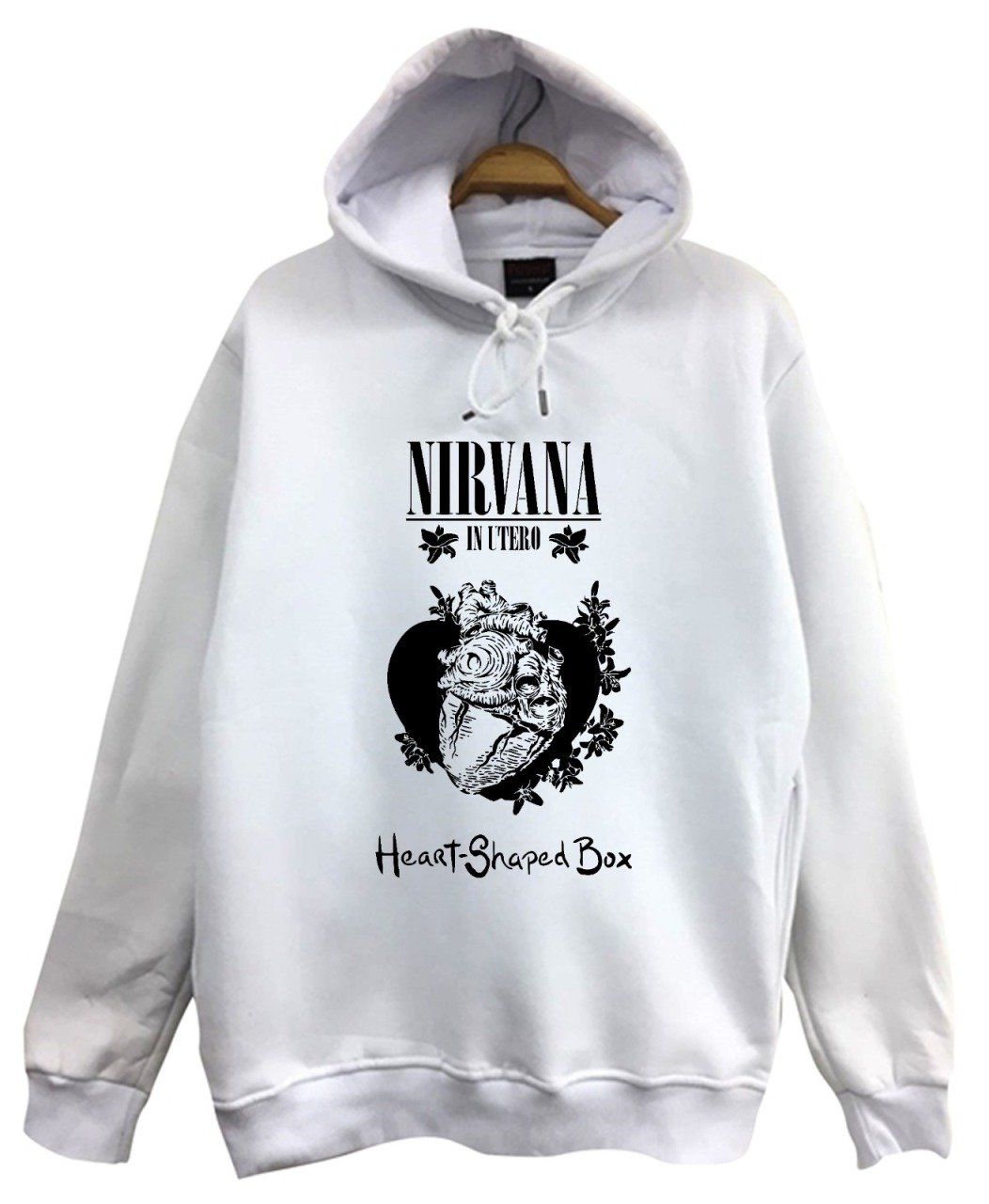 Nirvana-Kurt Cobain Baskılı Kapüşonlu Sweatshirt KIRMIZI - 4XL