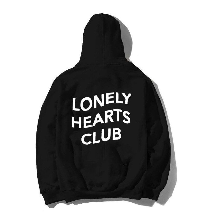 Lonely Hearts Club Arka Baskılı Kapşonlu Sweatshirt
