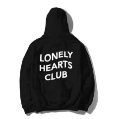Lonely Hearts Club Arka Baskılı Kapşonlu Sweatshirt