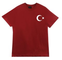 Ay Yıldız Baskılı T-shirt KIRMIZI - S